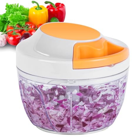 Manual Food Processor Vegetable Chopper, Portable Hand Pull String Garlic Mincer Onion Cutter for Veggies, Ginger, Fruits, Nuts, Herbs, etc.,500ml