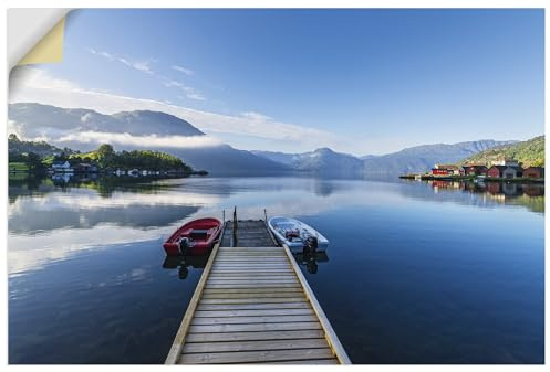ARTland Wanddeko Wandtattoo selbstklebende Vinylfolie 60x40 cm Maritime Deko Outdoor Meer Boot Åkra Fjord Idyll Norwegen U5HH