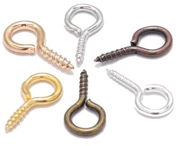 Wisafory 200 pezzi viti occhio perni a vite autofilettanti mini viti a occhiello gancio per viti per occhi in legno sughero Top bottiglie fai da te gioielli colori misti 5 x 10 mm