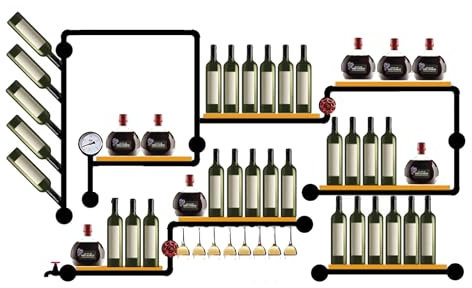 Weinregal Wand mit Weinglashalter Flaschenregal Schmal Wine Rack Bar Regal Wand Weinschrank Hausbar Barschrank weinflaschenhalter Getränke Regal Mini Bar für Esszimmer Home Bar Küche Bartheke