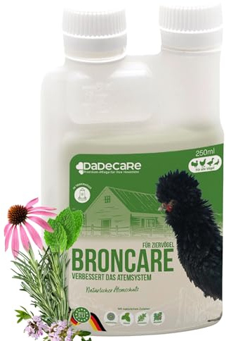 DADECARE Broncare Respiratoire 250 ml avec ADEC - Poules, Volailles et Oiseaux Exotiques - Huiles Essentielles, Renforceur Immunitaire et Respiratoire - Échinacée, Menthe, Thym et Romarin