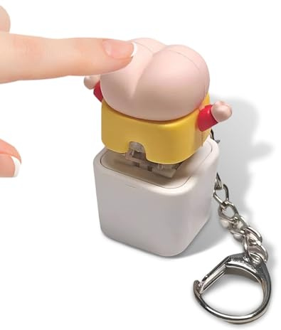 Funny Butt Keyboard Fidget with Hanging Buckle, Cartoon PP Clicking Keycap Keychain Pendant, Light Sound Effect Stress Relief Cute Butt