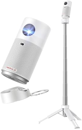 NEBULA Capsule Air Projektor mit Google TV, offiziell Lizenziertes Netflix, 720p Smarter Mini-Beamer mit WLAN & Bluetooth, 2 Stunden Akku, Dolby Digital, ultrakompakt für Flexible Nutzung