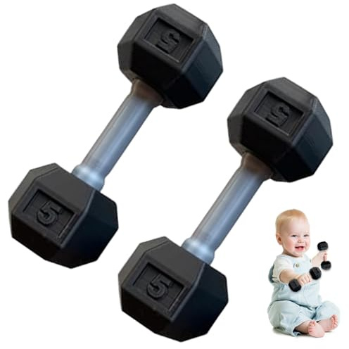 2 PCS HAUBBELLS POUR BÉBÉ, 1, 8x4, 7 Ensemble de levage de poids à la main en silicone pour exercice fitness Toys sport drôles pour les tout-petits (noir)