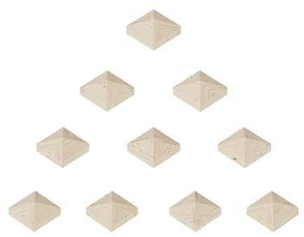 QLS Tappo per pali di recinzione, 9 x 9 cm, in legno, a piramidi (3)