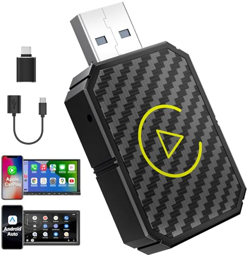 Mineup CarPlay Wireless Adapter, 2 in 1 Chiavetta per Convertire Android Auto/CarPlay Cablato in Wireless, Adattatore wireless Android Auto & Carplay, per Android Auto, supporta iOS 10+ e Android 11+