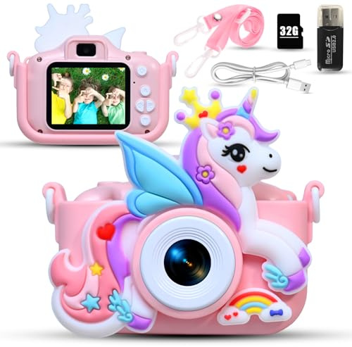 Kinyoda Appareil Photo Enfant, 2.0 Pouces Enfant Appareil Photo Numérique, HD 1080P Mini Caméra Enfant Selfie Apareille Photo 32G, Cadeaux de Noël&Anniversaire pour Enfants 3 4 5 6 7 8 9 10 11 12 Ans
