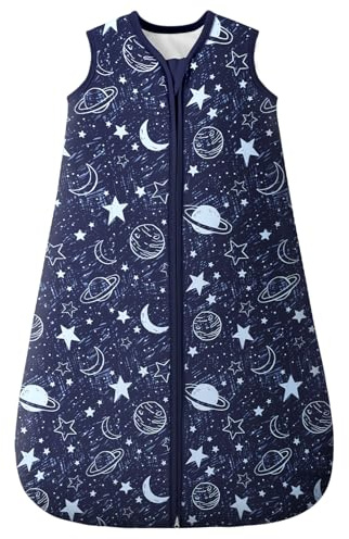 Unnivoll Schlafsack Baby Winter 2,5 Tog Baby Schlafsack 6-12 Monate Baumwolle Babyschlafsack Neugeborene Winterschlafsack Baby Warm und Weich 78 cm für Jungen Mädchen Blauer Planet