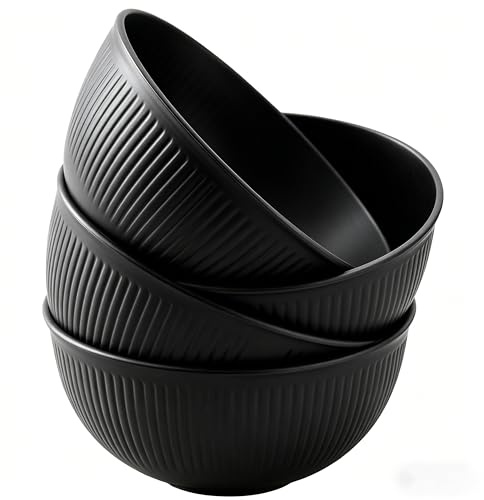 Cereal Bowls Unbreakable Plastic 4 Pack BPA Free Microwave Breakfast Bowls | Unbreakable food grade cereal bowls, BPA free reusable bowls for soup rice noodle, microwave dishwasher safe daily use