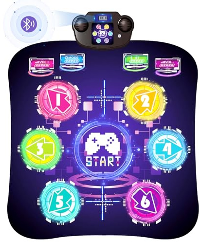 Alfombra de baile para niños a partir de 3, 4, 5, 6, 7, 8, 9, 10, 11, 12 años, alfombrilla musical con 6 botones LED y Bluetooth, juguete para niñas, niños, cumpleaños, Navidad, funciona con pilas
