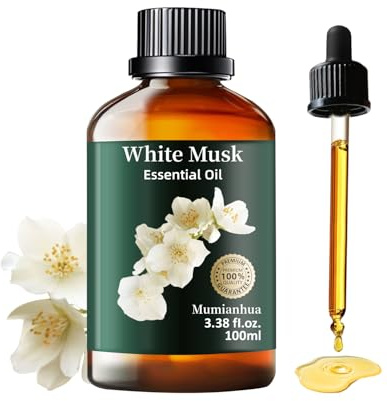 100ML Aceite Esencial de Almizcle Blanco | Aceites Esenciales 100% Natural Puro para Aceite de Fragancia para Difusor, Humidificador y Cuidado Personal | Perfume Musk Blanco Relajante para el Hogar