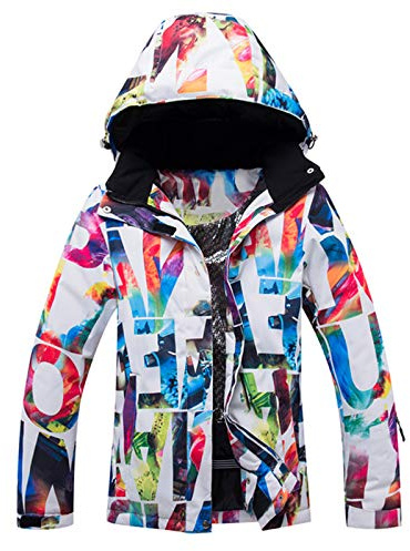 Generisch Damen Outdoor wasserdichte Skijacke - Bunt Schneejacke Warm Winter Kapuzenjacke Winddicht Regenjacke Verdickte Winterjacke Mantel Modische Snowboardjacke Fleecejacke Mit Abnehmbarer Kapuze