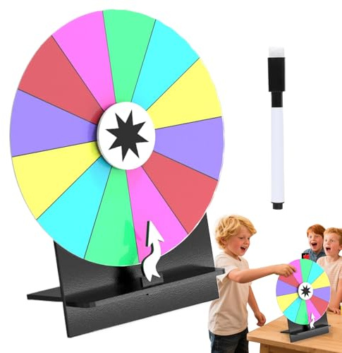 Spin-Wheel-Preise – 12 Tischspiele im Roulette-Stil, drehbarer Drehteller mit starkem Rad, 12 markierbare Slots, spannende interaktive Spielpreisverlosungen | Perfekt für Spendenaktionen bei Büroparty