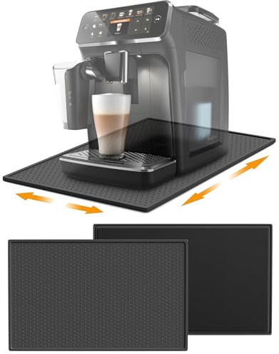 Underlag för kaffebryggare, 48 x 30 cm, silikonmatta med kant för De Longhi Magnifica Philips LatteGo Siemens KRUPS helautomatisk kaffemaskin, tillbehör, silikonunderlag, lätt att flytta och rengöra