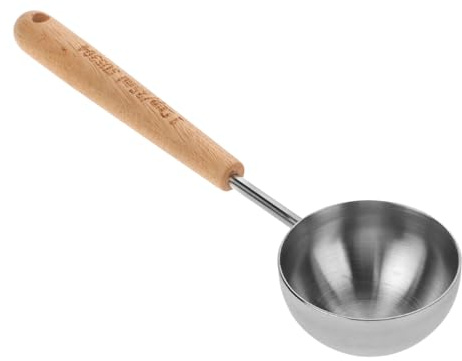 TOBBOMEY Cuchara Medidora de 25 Ml con Mango de Madera Cucharas Medidoras Doradas para Café y Polvos para Cocina y Repostería