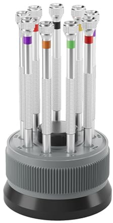 JUJUFREE Lot de 9 tournevis d'horloger 0,8 mm à 2,0 mm pour réparation de bijoux, montres, lunettes, électroniques