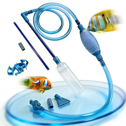 Mulmsauger Aquarium 3-in-1 – Premium Kiesreiniger mit 3M XXL-Schlauch & Ventil – Aquarium Staubsauger für Bodenreinigung & Wasserwechsel – Für Aquarien bis 200L – Komplett-Set mit 3 Aufsätzen