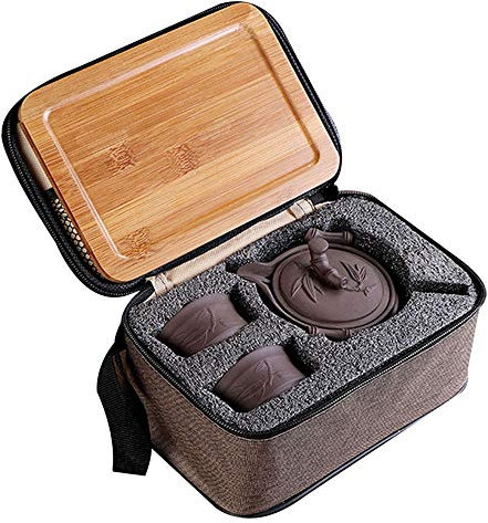 Conjunto de tetera china Yixing La Haute, hecha a mano, de arcilla morada