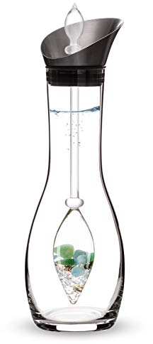 VitaJuwel Era FOREVER YOUNG | Edelsteinwasserset mit Aquamarin, Aventurin, Rauchquarz & Bergkristall für Detox und Gelassenheit (Karaffe & Edelsteinphiole)