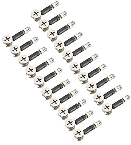 sourcing map 3-in-1 Furniture Connecting Kit 15mm OD Cam Fitting, M6x35mm Dowel Screws, 8mm OD Pre-inserted Nut 20 Sets