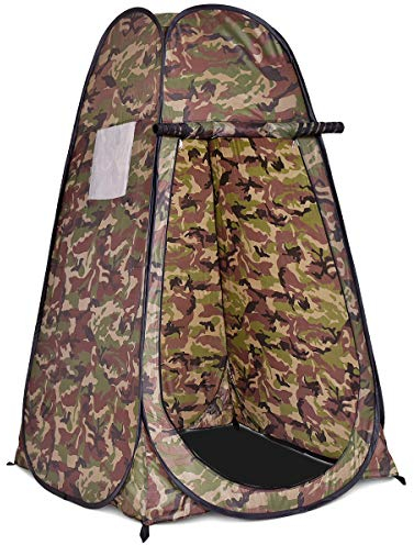GOPLUS Tente de Douche Simple,Tente Vestiaire Instantanée Idéal pour Camping,Piscine,Jardin 4 Clous Sac Transport Inclus Montage Transport Facile120x120x190cm (Camouflée)