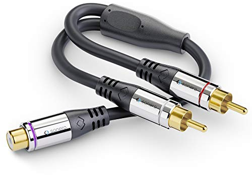 sonero® Premium Adaptateur Audio subwoofer, 0,20 m, 2X RCA mâle à RCA Femelle, Noir