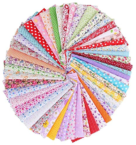 Generic I3TK Baumwolltuch mit verschiedenen Mustern zum handgemachten Nähen von Patchwork, 20 cm x 20 cm, 50 Stück