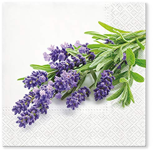 Tete a Tete 3Ply Flowery Tissue Paper Napkins Serviettes 33cm x 33cm - Pack of 20 (Lavender Bunch)