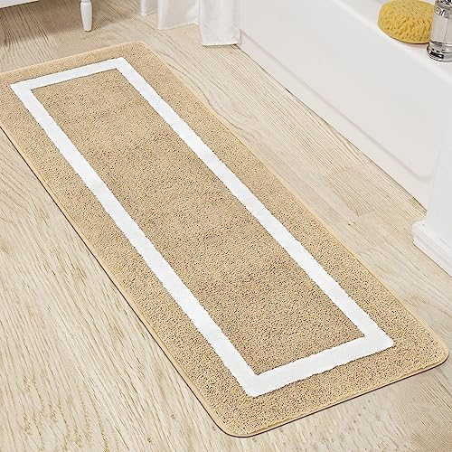 Famibay Badematte rutschfest 50x140cm Badezimmerteppich Wasserabsorbierend Badteppich Waschbar Badvorleger Mikrofaser Badematten & Badteppiche Lang Teppich Läufer für Badezimmer Waschküche