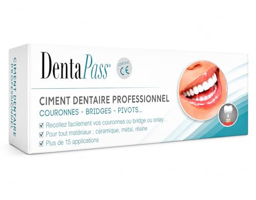 Ciment Dentaire | Colle Dentaire Pour Couronne, Bridge, Dent sur Pivot | Qualité Professionnelle | 15 Utilisations | Application Facile | Certifié CE | Entreprise FR