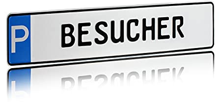 Finest Folia Parkplatzschild 520x110mm mit P-Symbol aus Aluminium wetterfestes Parkplatz Kennzeichen – Schild für Stellplatz Beschilderung (07 P - Besucher)