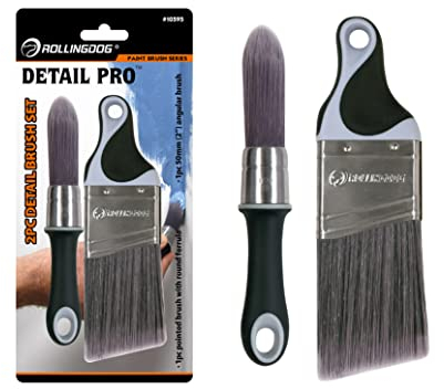 ROLLINGDOG Cutting In Paint Brush - 2 Detail Edge Paint Brush and Pointed RoundPaint Brush,for wall ceiling edge corner detail painting