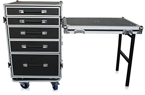 Toolcase 5 Schubladen +Tisch Flightcase Rollen Rack Messe BBQ