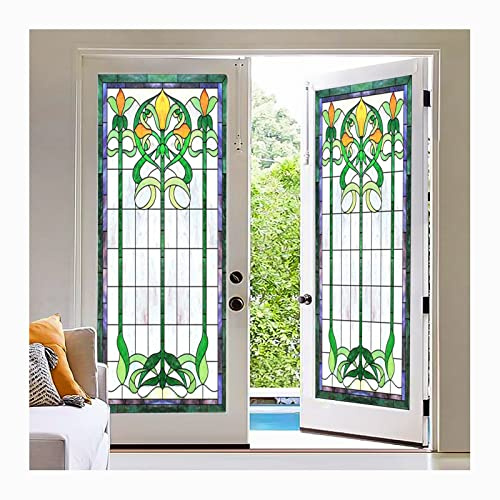 Siunwdiy Privacidad de la película de la vidriera, Pegatinas esmeriladas para Ventanas, no Adhesivas, estáticas, para el hogar, apartamento, Dormitorio, baño, Cocina, Puerta,F,50x120cm(20x47inch)