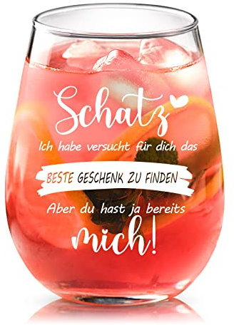 Joymaking Ich liebe dich Geschenke, Weingläser mit Gravur Schatz beste Geschenk zu finden, aber du hast ja schon mich, Jubiläumsgeschenk für ihn, Liebesgeschenk zum Valentinstag Geburtstag Weihnachten