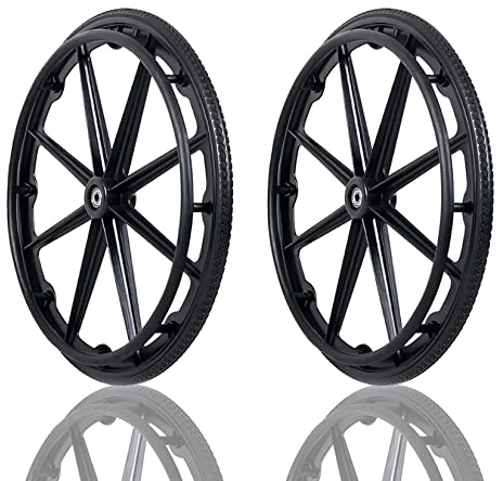 Lot De 2 Roue De Remplacement Pour Fauteuil Roulant, 20 22 24 Pouces Antidérapantes Roue Fauteuil Roulant, Roue En Solide Polyuréthane Increvable, Charge Maximale 120kg, Noir ( Size : 24*13/8 )