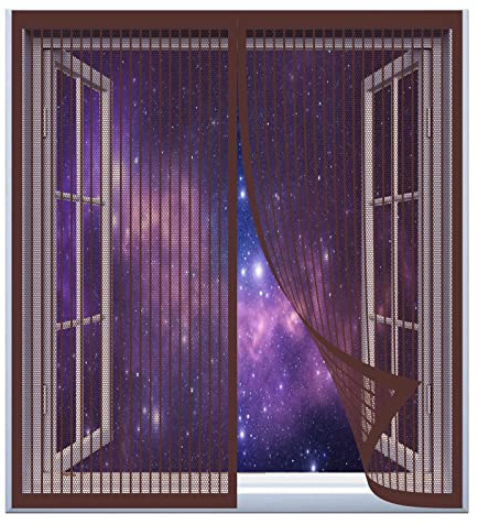 Fliegengitter Fenster Insect Stop 70 x 85 cm Insektenschutzgitter Einfache Installation Auto Schließen Magnetvorhang Für Balkontür Terrassentür, Braun