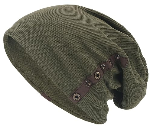 Ruphedy Slouchy Beanie für Damen & Herren Baumwolle Long Slouch Beanie Skull Cap Strickmütze, B020a-Grün, M
