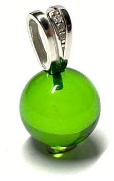 Silberanhänger 925/- rhodiniert karibischer Bernstein grün Kugel 12mm + Zirkonia Kettengleiter
