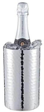 Buckingham Portable Champagne Wine Bottle Cooler Stainless Steel Double Wall Wine Chiller Premium Indoor & Outdoor Bottle Cooler 20 cm (Hammered Effect)