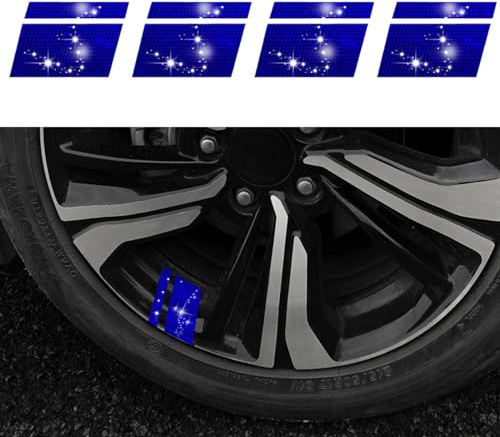Ysbxitu 4 Stück Auto Felgenaufkleber Felgenband Auto Felgen Aufkleber Dekoration Streifen Selbstklebende Räder Dekoration Linie Aufkleber Auto Motorrad Fahrrad MTB Dekor Zubehör（Blau）
