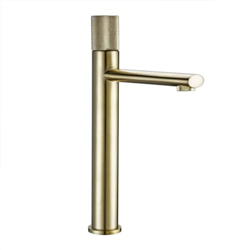 Wasserhahn Bad für Waschbecken Waschtischarmatur Hoch Badarmatur Moderne Messing Einhebelmischer Mischbatterie Armatur Wasserhahn Gebürstet Gold