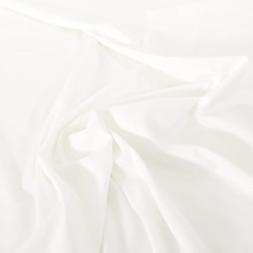 TOLKO Baumwollstoff Meterware creme weiß | sehr weicher Popeline Stoff aus Baumwolle als Kleiderstoff Blusenstoff Hemdenstoff Hochzeitstoff Stoffe zum Nähen