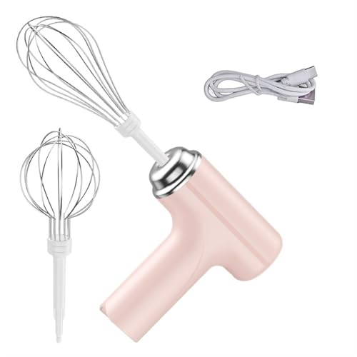 Batteur à œufs électrique, batteur à main, fouet à œufs portatif, mélangeur de cuisine électrique sans fil, mélangeur à 3 vitesses pour cappuccino matcha matcha pour pâte, œufs, pâte à crème(Pink)
