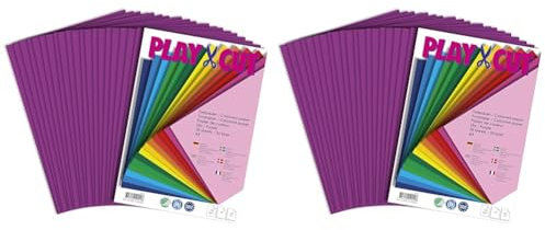 PLAY-CUT Tonpapier A4 Lila (130g/m2) | 20 Bogen Din A4 Papier zum Basteln Drucken | Dickes Bedruckbares Bastelpapier Set und Druckerpapier A4 | Premium Tonzeichenpapier & Craft Paper (Packung mit 2)