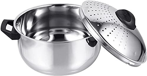 ZHZXBDGQ Olla para pasta espaguetis con tapa coladora, olla de acero inoxidable para pasta entera, maíz, langosta, 16 cm