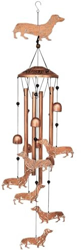 Windspiele für draußen, Metall-Dackel-Windspiele, Gedenk-Dackel-Windspiel für Haus, Rasen, Veranda, Terrasse, Gartendekoration und Hofdekorationen, Hunde-Windspiele, Windspiele, Dackel-Windspiel, Wind