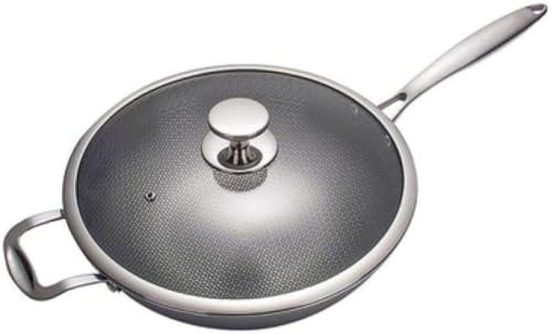 SGKOMN Wok con Tapa, Antiadherente, de Fondo Plano, Compatible con inducción, Color Negro(32cm)