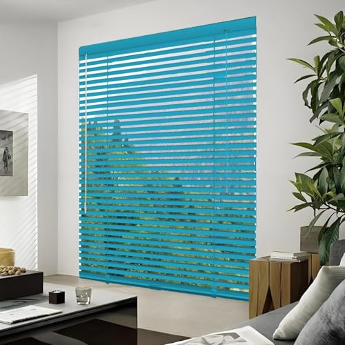 Aluminium Jalousie Horizontal Jalousien Für Fenster 25mm Lamelle nach Maß Breite 30 50 55 70 75 80 100 120 145 160cm für Fenster Venezianische Jalousette(Himmelblau)