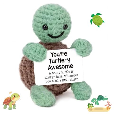 Schildkröte Kuscheltier Positive Geschenke,Turtle Gifts Emotional Support Geschenk Deko Gestrickte Mini Emotionale Unterstützung Schildkröten Gehäkelte Kuscheltiere Geburtstag für Frauen Geschwister